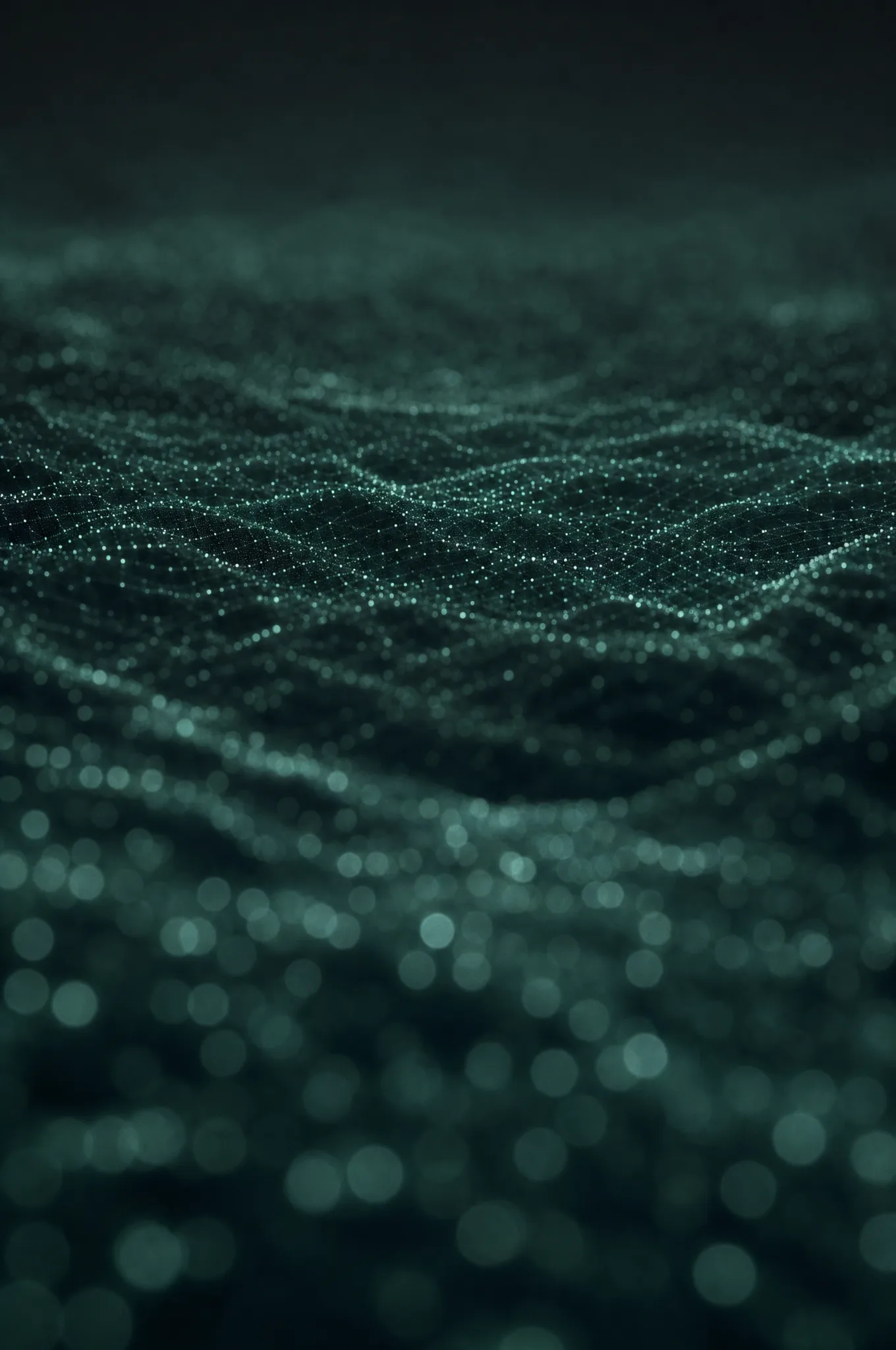 Glowing data landscape with a dot grid rendered in a shallow depth of field